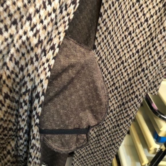 Newport News  XL 12 -16 Brown houndstooth sweater jacket three-quarter length - Picture 8 of 8
